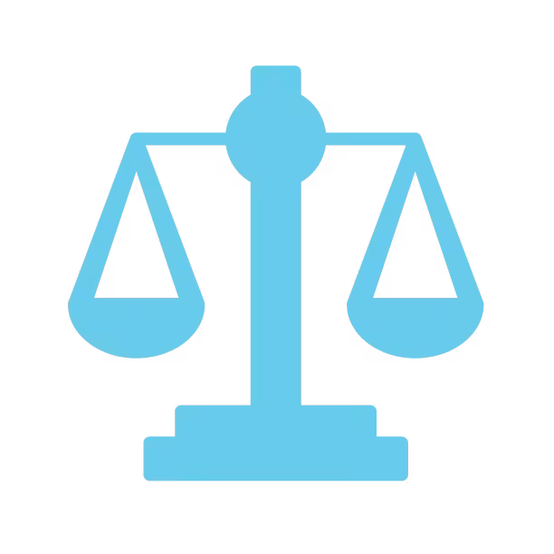 Blue ancient scale of justice.