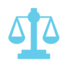 Blue ancient scale of justice.